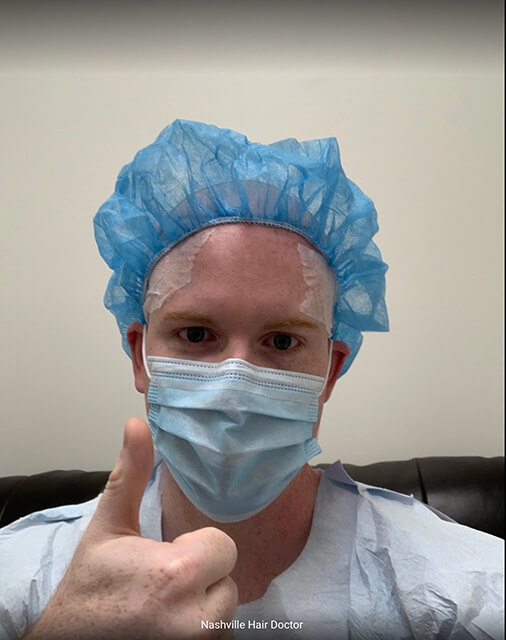 Nashville hair doctor patient ready for his hair restoration procedure