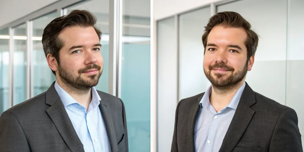 Man with a patchy beard before a beard transplant.