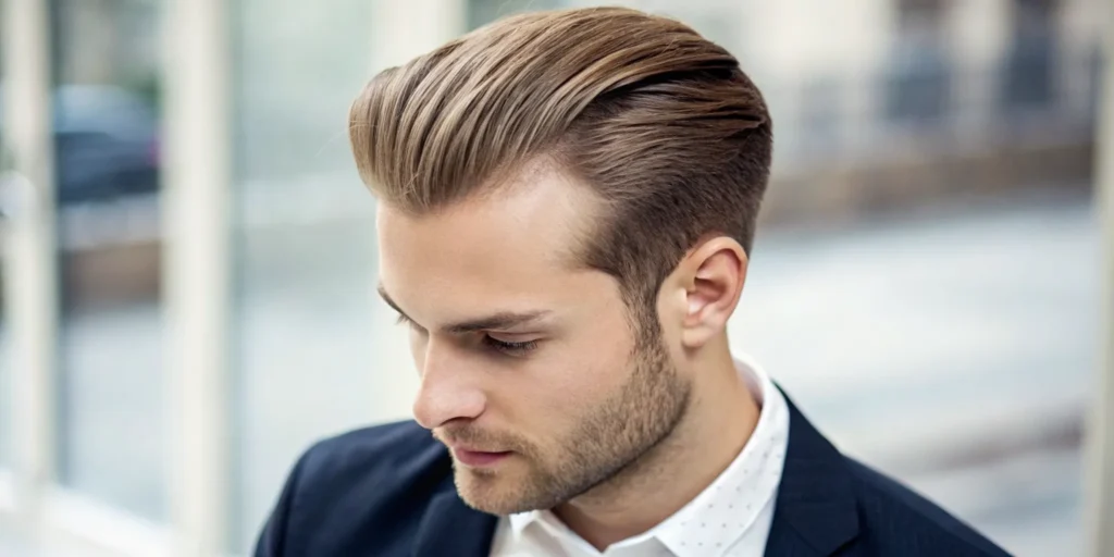 Man with a defined receding hairline suitable for a hair transplant.